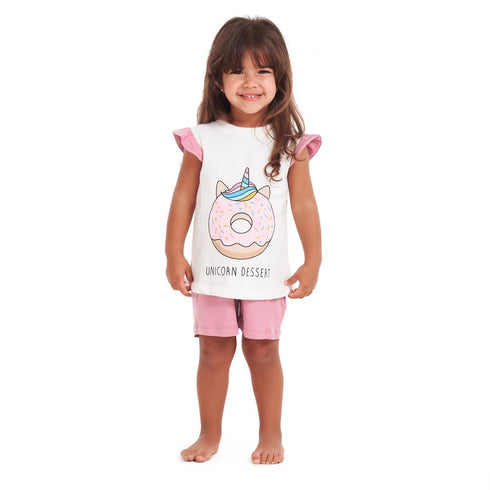 Girls summer pajama set Donuts t-shirt + Cashmere shorts